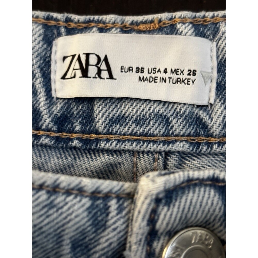 Zara Women's Light Blue Denim Belted Cargo Jeans SZ 4 - Picture 9 of 14